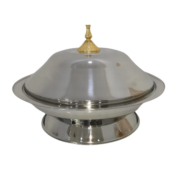 Round Kozi with Stand 55 cm| Elegant Silver Finish Helps retain heat Premium Serving Dish