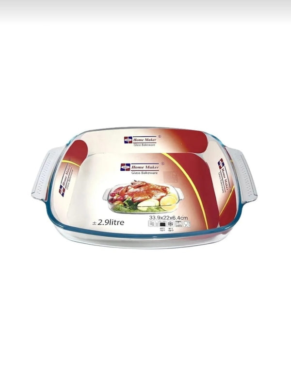 AVCI HOME MAKER Curve Rectangular Glass Baking Dish, 2.9L, 33.9x22 cm, 6.4 cm height - Clear.