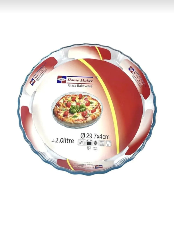 AVCI HOME MAKER Round, Fluted Glass Baking Dish, 2 Lt Capacity, 29.7 Cm Diameter, 4 Cm Height
